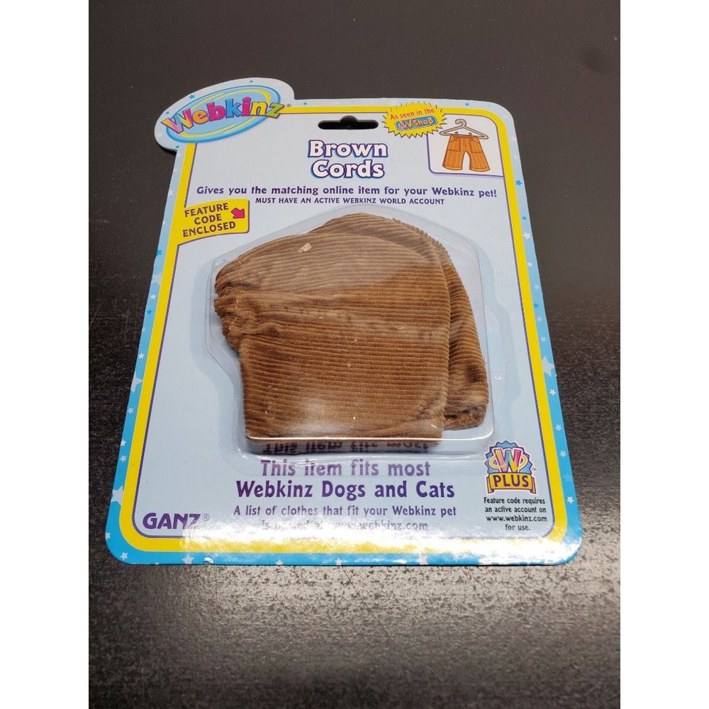 Webkinz Brown Cords pants - new in package with code